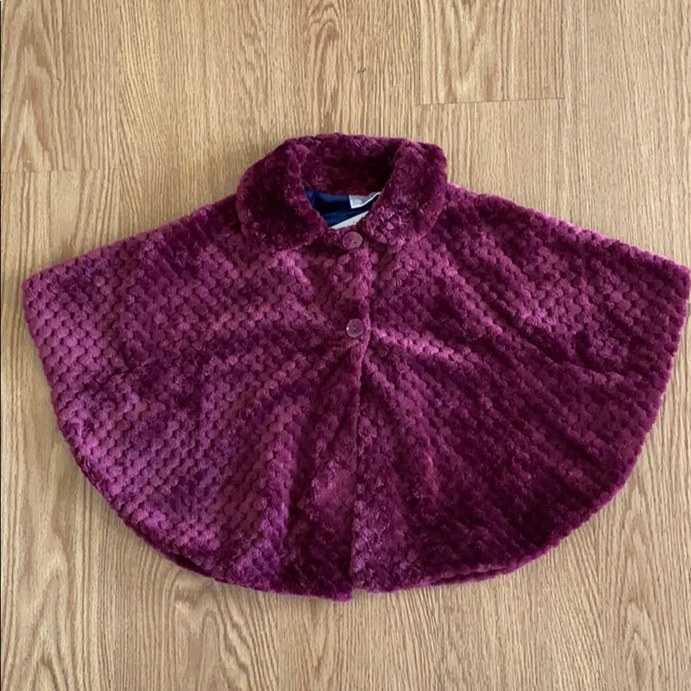 Baby Girl Dark Purple Velvet Poncho